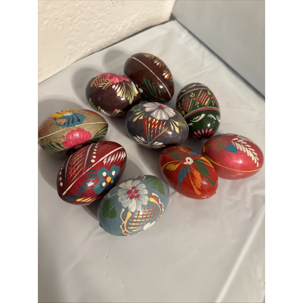 9 Wooden Hand Painted Ukrainian Pysanky Easter Eggs / Pysanka Egg from Ukraine - Picture 3 of 5